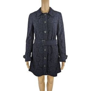 Cupcakes and Cashmere Dark Blue Aldean Lace Trench Coat S